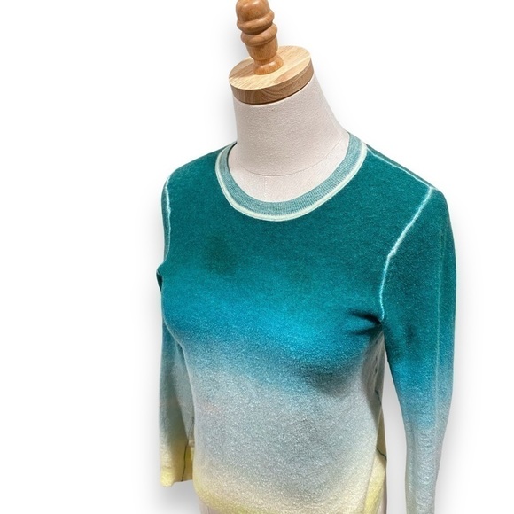 Paychi Guh Watercolor Green Yellow Worsted Cashmere Sweater Size XS - Picture 8 of 12